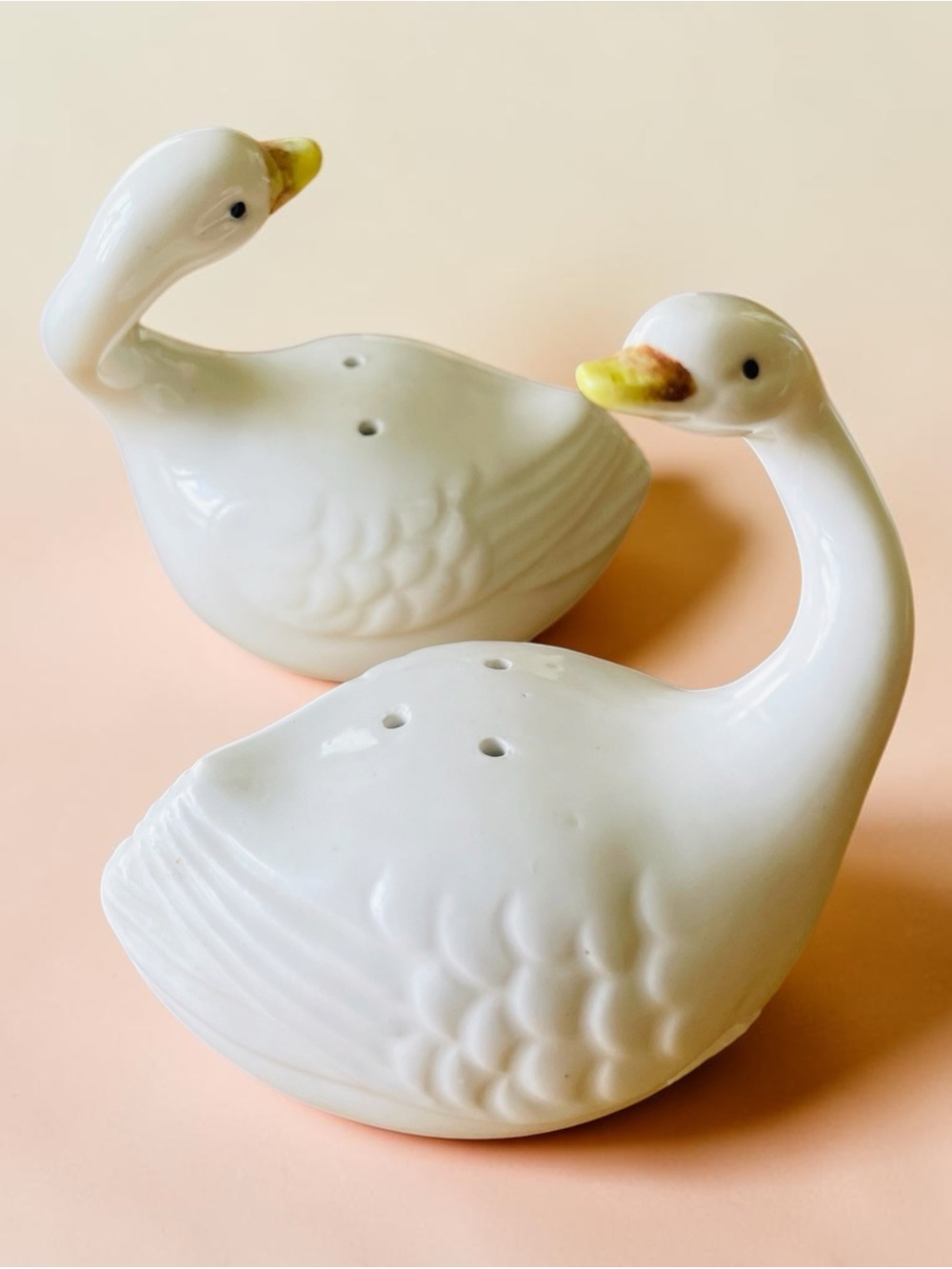 White Ceramic Swan Salt and Pepper Shaker Set